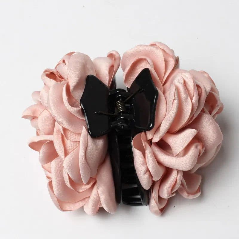 image-Fashion Girls Elegance Beauty Ribbon Hair Clips Large Fabric Flowers Plastic Hair Claws Headbands For Women Hair Accessories