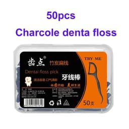 image-Flat dental floss bamboo charcoal hilo dental toothpick teeth cleaning organic dental teeth floss black teeth stick