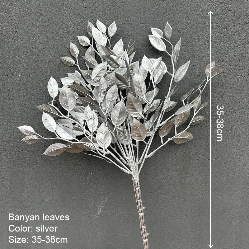 image-Artificial Golden Plants Maple Leaf Christmas Decor Home Living Room Desk Decoration Party Wedding Holiday Flower Arrangement