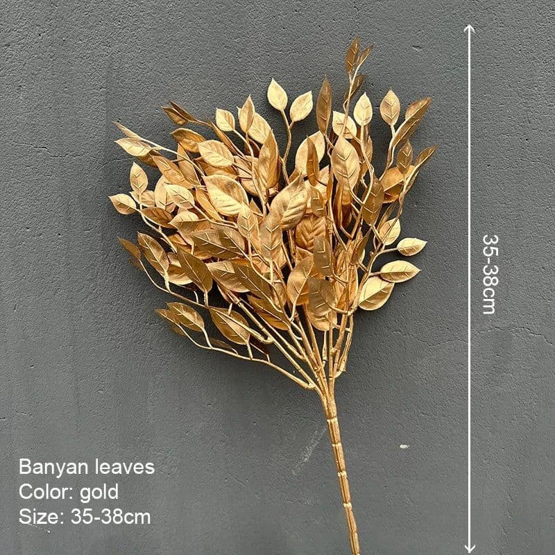image-Artificial Golden Plants Maple Leaf Christmas Decor Home Living Room Desk Decoration Party Wedding Holiday Flower Arrangement