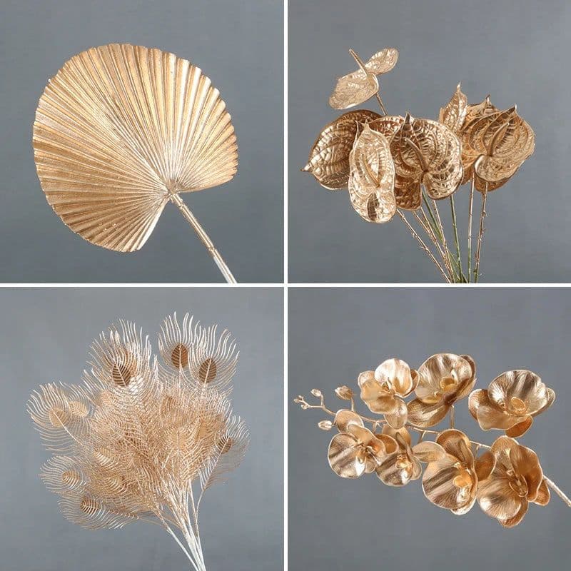 image-Artificial Golden Plants Maple Leaf Christmas Decor Home Living Room Desk Decoration Party Wedding Holiday Flower Arrangement