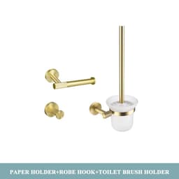 image-Golden Towel Rack Towel Bar Ring Brushed Gold Hardware Set Robe Coat Hook Toilet Tissue Paper Holder Bathroom Accessories Kit