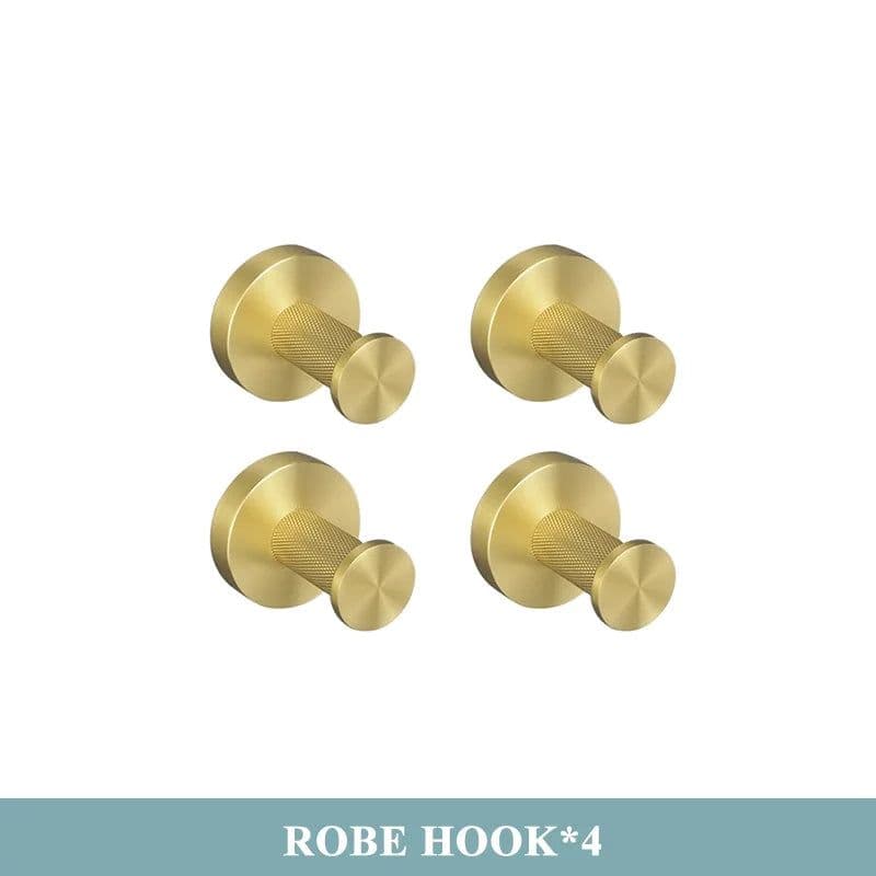 image-Golden Towel Rack Towel Bar Ring Brushed Gold Hardware Set Robe Coat Hook Toilet Tissue Paper Holder Bathroom Accessories Kit