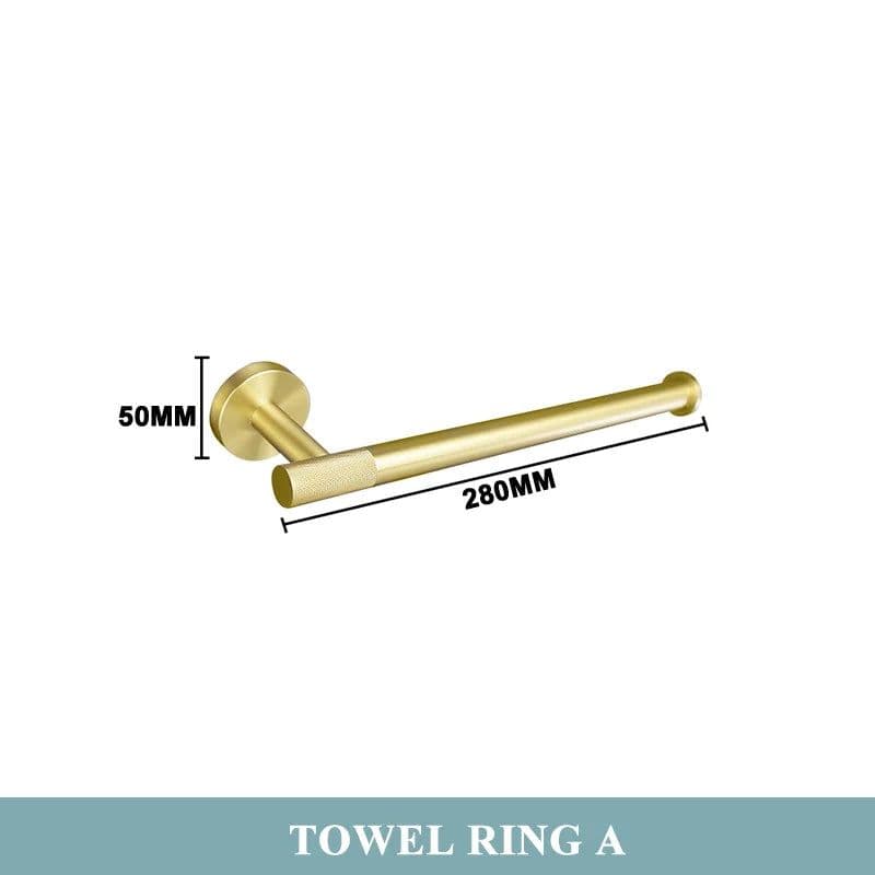 image-Golden Towel Rack Towel Bar Ring Brushed Gold Hardware Set Robe Coat Hook Toilet Tissue Paper Holder Bathroom Accessories Kit
