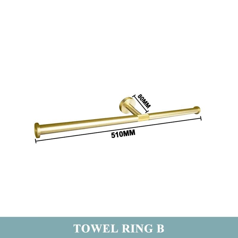 image-Golden Towel Rack Towel Bar Ring Brushed Gold Hardware Set Robe Coat Hook Toilet Tissue Paper Holder Bathroom Accessories Kit