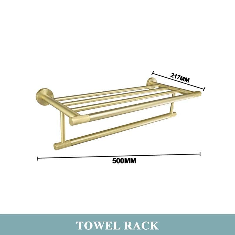 image-Golden Towel Rack Towel Bar Ring Brushed Gold Hardware Set Robe Coat Hook Toilet Tissue Paper Holder Bathroom Accessories Kit
