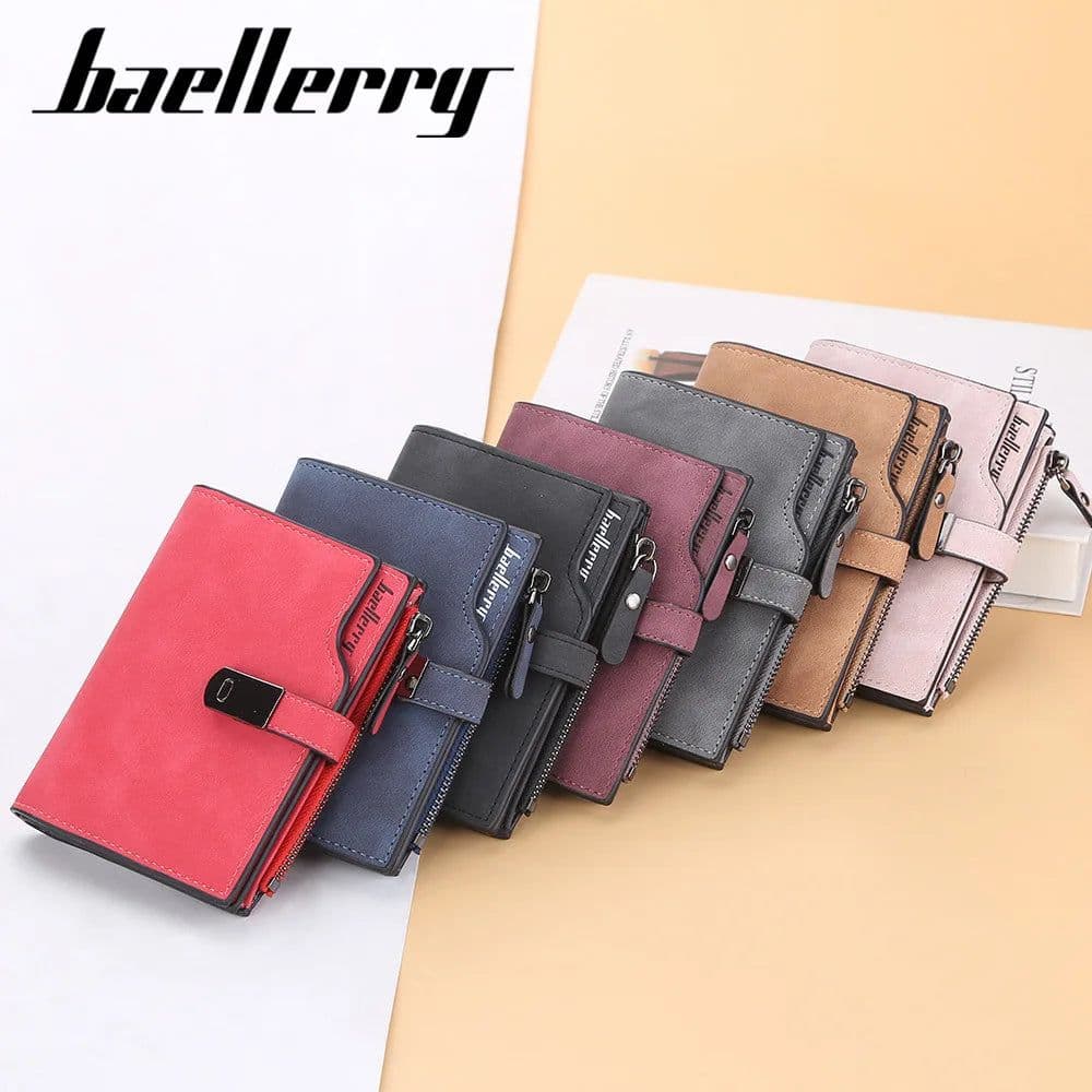 image-Women Wallets Short Free Name Engraving Magnetic Buckle Top Quality Card Holder Female Purse Zipper Wallet For Women