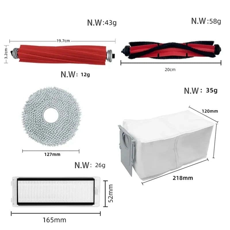 image-For Xiaomi Roborock Q Revo / P10 Robot Vacuum Cleaner Accessories Roller Side Brush Dust Bag Accessories HEPA Filter Mop Cloth