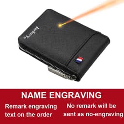 image-Baellerry Mini Men Card Wallets Name Print 9 Card Holders Zipper Card Wallet PU Leather Thin Male Card Purse Mini Carteria