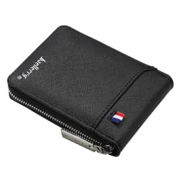 image-Baellerry Mini Men Card Wallets Name Print 9 Card Holders Zipper Card Wallet PU Leather Thin Male Card Purse Mini Carteria