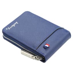 image-Baellerry Mini Men Card Wallets Name Print 9 Card Holders Zipper Card Wallet PU Leather Thin Male Card Purse Mini Carteria