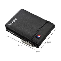 image-Baellerry Mini Men Card Wallets Name Print 9 Card Holders Zipper Card Wallet PU Leather Thin Male Card Purse Mini Carteria