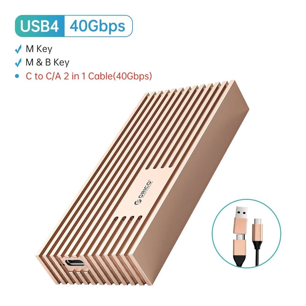 image-ORICO USB4 NVMe M.2 SSD Enclosure 40Gbps PCIe3.0x4 Aluminum M2 External Case Compatible with Thunderbolt 3/4 USB3.2/3.1/3.0