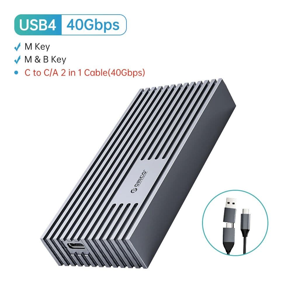 image-ORICO USB4 NVMe M.2 SSD Enclosure 40Gbps PCIe3.0x4 Aluminum M2 External Case Compatible with Thunderbolt 3/4 USB3.2/3.1/3.0