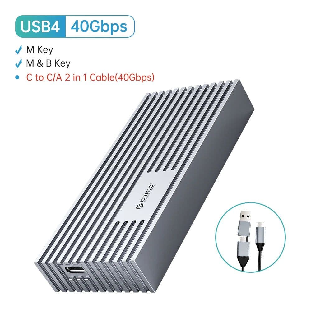 image-ORICO USB4 NVMe M.2 SSD Enclosure 40Gbps PCIe3.0x4 Aluminum M2 External Case Compatible with Thunderbolt 3/4 USB3.2/3.1/3.0