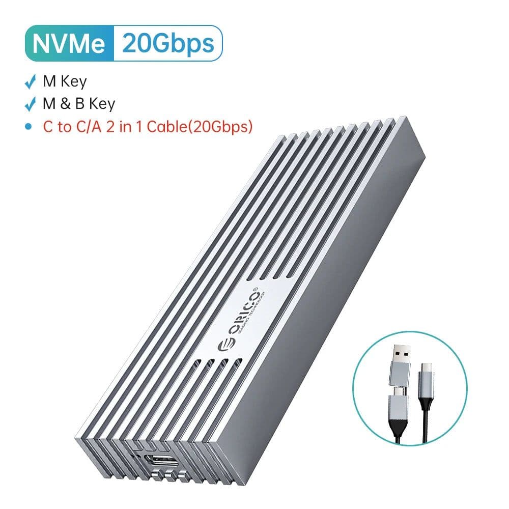 image-ORICO USB4 NVMe M.2 SSD Enclosure 40Gbps PCIe3.0x4 Aluminum M2 External Case Compatible with Thunderbolt 3/4 USB3.2/3.1/3.0