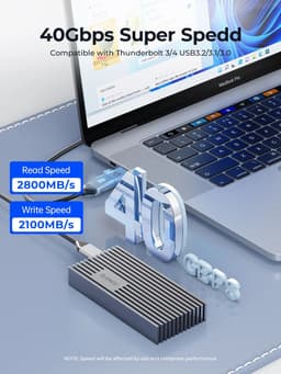 image-ORICO USB4 NVMe M.2 SSD Enclosure 40Gbps PCIe3.0x4 Aluminum M2 External Case Compatible with Thunderbolt 3/4 USB3.2/3.1/3.0