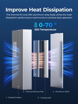 image-ORICO USB4 NVMe M.2 SSD Enclosure 40Gbps PCIe3.0x4 Aluminum M2 External Case Compatible with Thunderbolt 3/4 USB3.2/3.1/3.0