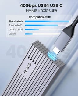 image-ORICO USB4 NVMe M.2 SSD Enclosure 40Gbps PCIe3.0x4 Aluminum M2 External Case Compatible with Thunderbolt 3/4 USB3.2/3.1/3.0
