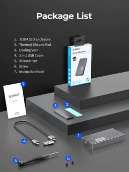 image-ORICO USB4 NVMe M.2 SSD Enclosure 40Gbps PCIe3.0x4 Aluminum M2 External Case Compatible with Thunderbolt 3/4 USB3.2/3.1/3.0