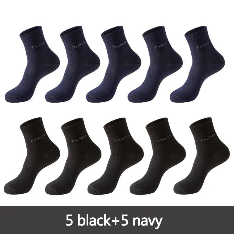 image-10 Pairs / Lot Bamboo Fiber Socks Men Casual Business Anti-Bacterial Breatheable Men's Crew Socks High Quality Guarantee Sock