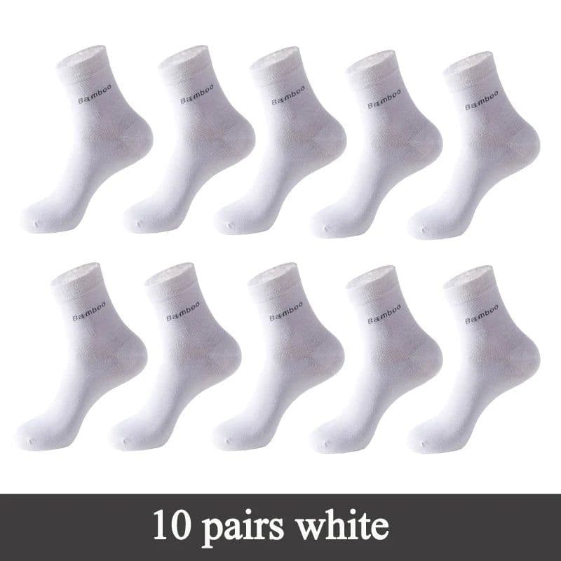 image-10 Pairs / Lot Bamboo Fiber Socks Men Casual Business Anti-Bacterial Breatheable Men's Crew Socks High Quality Guarantee Sock