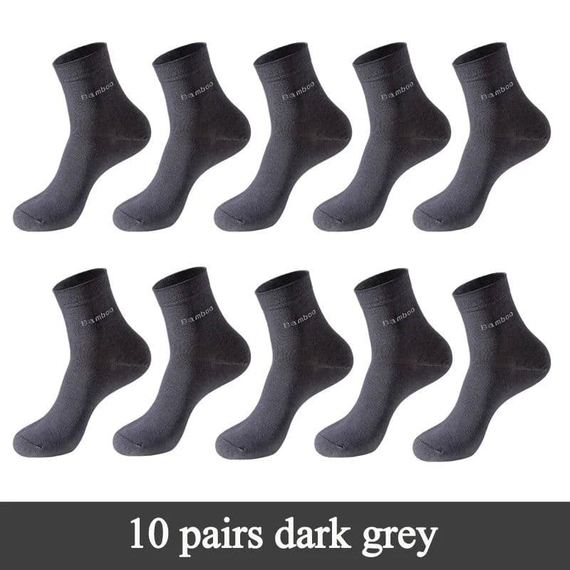 image-10 Pairs / Lot Bamboo Fiber Socks Men Casual Business Anti-Bacterial Breatheable Men's Crew Socks High Quality Guarantee Sock
