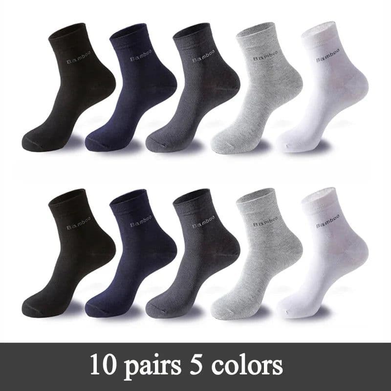 image-10 Pairs / Lot Bamboo Fiber Socks Men Casual Business Anti-Bacterial Breatheable Men's Crew Socks High Quality Guarantee Sock