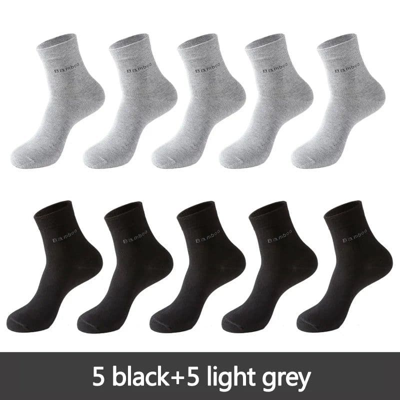 image-10 Pairs / Lot Bamboo Fiber Socks Men Casual Business Anti-Bacterial Breatheable Men's Crew Socks High Quality Guarantee Sock