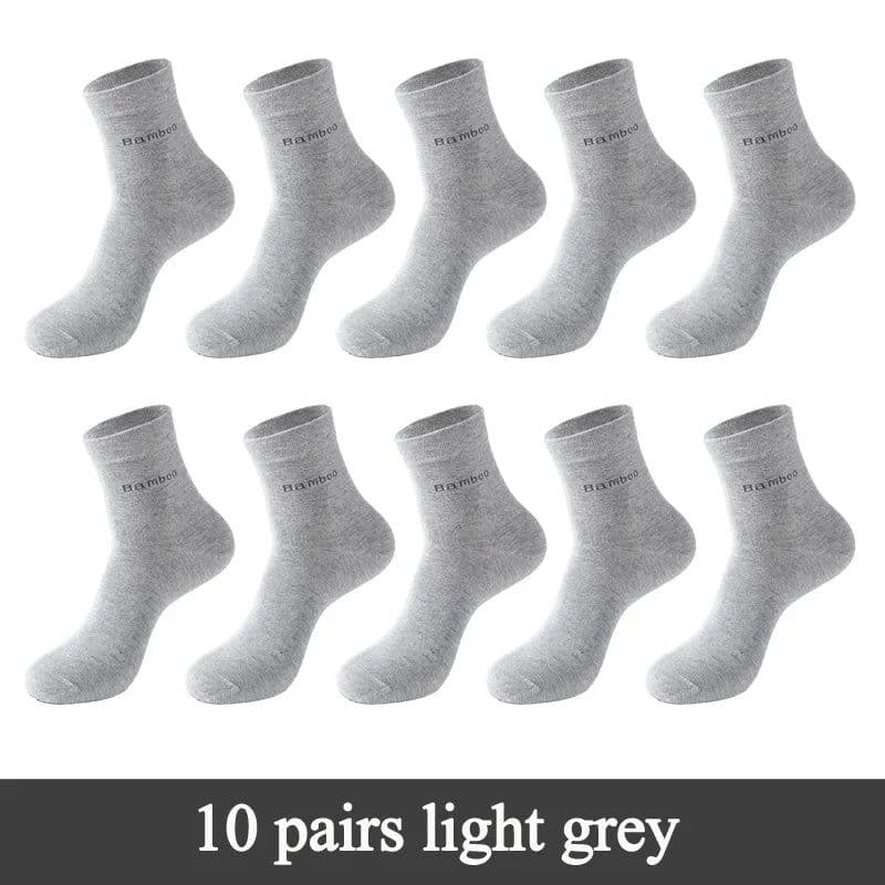 image-10 Pairs / Lot Bamboo Fiber Socks Men Casual Business Anti-Bacterial Breatheable Men's Crew Socks High Quality Guarantee Sock