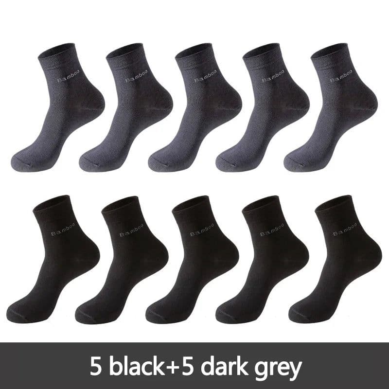 image-10 Pairs / Lot Bamboo Fiber Socks Men Casual Business Anti-Bacterial Breatheable Men's Crew Socks High Quality Guarantee Sock