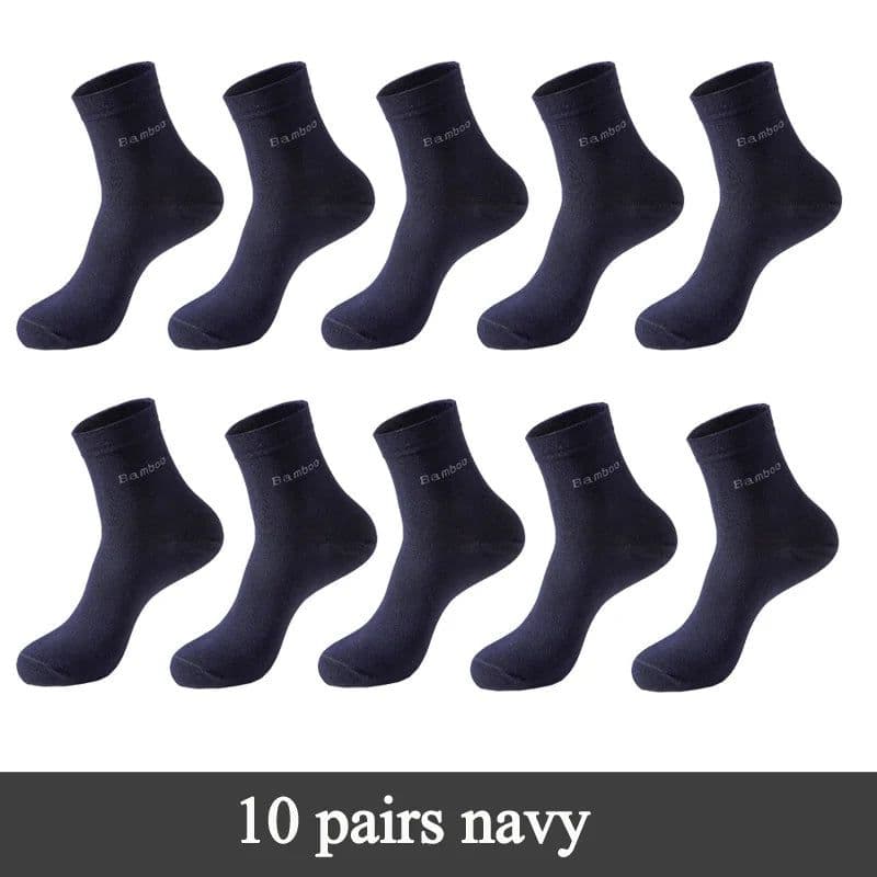 image-10 Pairs / Lot Bamboo Fiber Socks Men Casual Business Anti-Bacterial Breatheable Men's Crew Socks High Quality Guarantee Sock