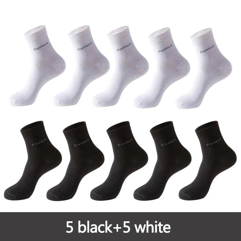 image-10 Pairs / Lot Bamboo Fiber Socks Men Casual Business Anti-Bacterial Breatheable Men's Crew Socks High Quality Guarantee Sock