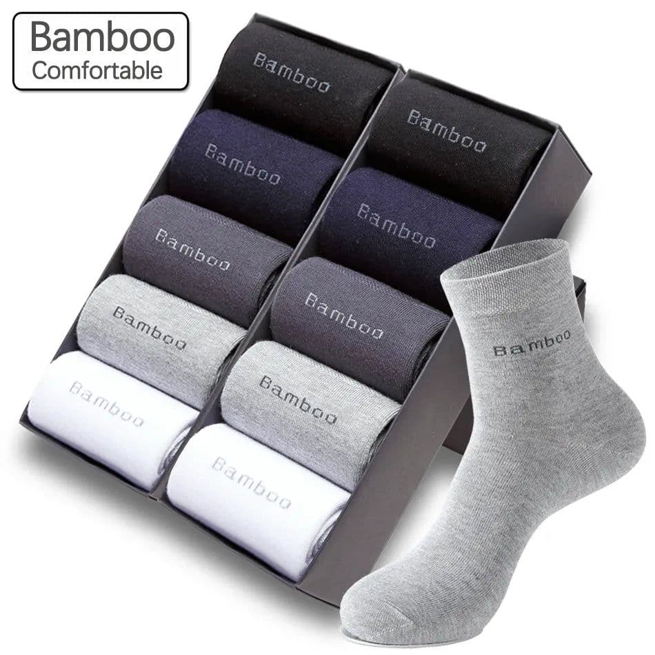 image-10 Pairs / Lot Bamboo Fiber Socks Men Casual Business Anti-Bacterial Breatheable Men's Crew Socks High Quality Guarantee Sock