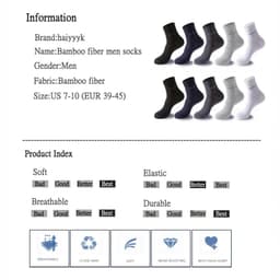 image-10 Pairs / Lot Bamboo Fiber Socks Men Casual Business Anti-Bacterial Breatheable Men's Crew Socks High Quality Guarantee Sock