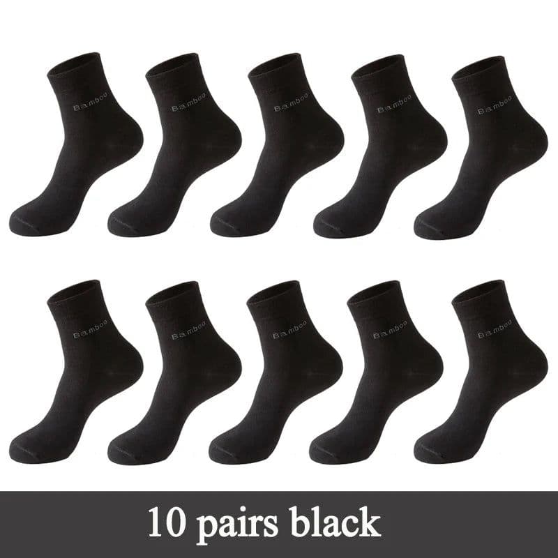 image-10 Pairs / Lot Bamboo Fiber Socks Men Casual Business Anti-Bacterial Breatheable Men's Crew Socks High Quality Guarantee Sock