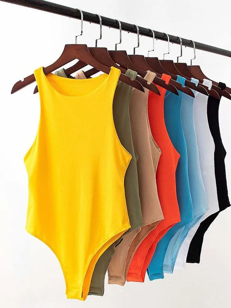image-2022 summer solid sexy bodycon women bodysuits female 4 color green slim casual bodysuit chic lady club short playsuits femme