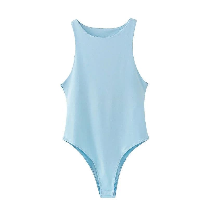 image-2022 summer solid sexy bodycon women bodysuits female 4 color green slim casual bodysuit chic lady club short playsuits femme