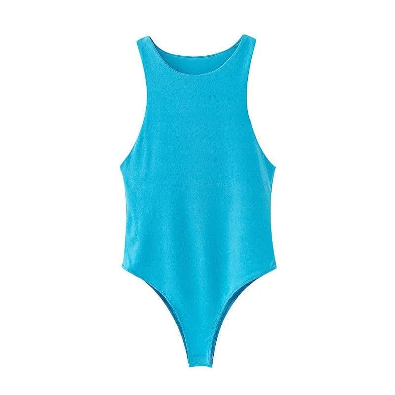 image-2022 summer solid sexy bodycon women bodysuits female 4 color green slim casual bodysuit chic lady club short playsuits femme
