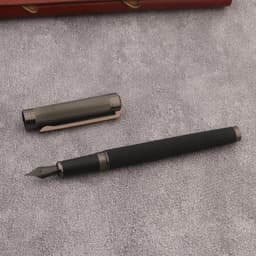 image-Luxury Frosted Leather Fountain Pen EF Black Nib Gun Grey Business Office School Supplies Writing Ink Pen