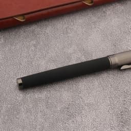 image-Luxury Frosted Leather Fountain Pen EF Black Nib Gun Grey Business Office School Supplies Writing Ink Pen