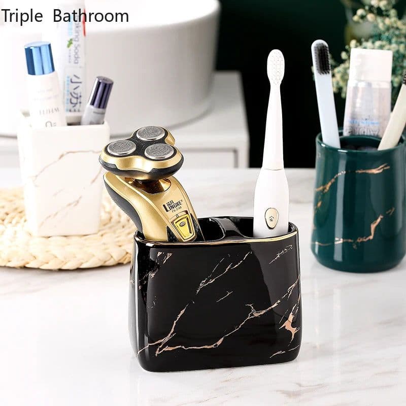 image-Light Luxury Toothbrush Holder Ceramic Household Washing Tools Toothbrush Sundries Shelf Decoration Bathroom Accessories