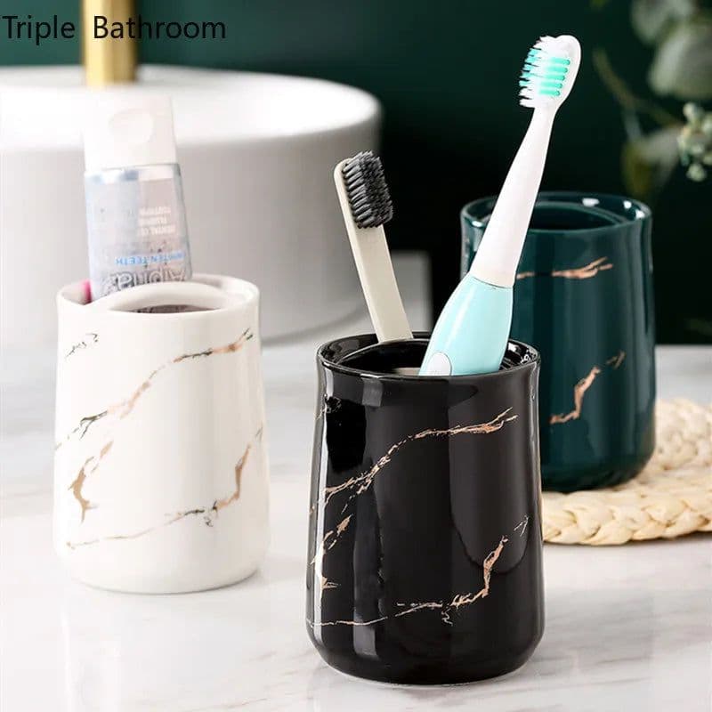 image-Light Luxury Toothbrush Holder Ceramic Household Washing Tools Toothbrush Sundries Shelf Decoration Bathroom Accessories