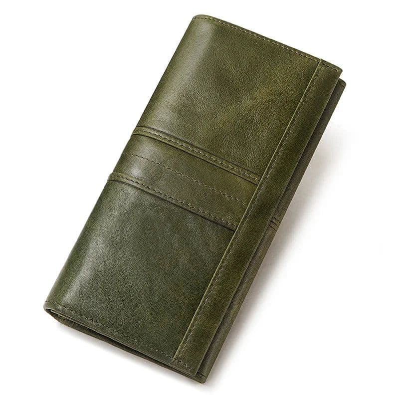 image-Women's Clutch Bag Genuine Leather Wallets Fashion Female Cell Phone Purse RFID Blocking Credit Card Holder with Zipper Pocket