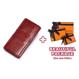 image-Women's Clutch Bag Genuine Leather Wallets Fashion Female Cell Phone Purse RFID Blocking Credit Card Holder with Zipper Pocket