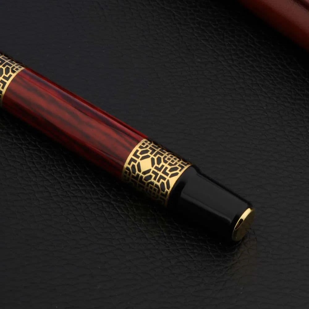 image-High Quality 530 Golden Carving Mahogany Luxury Business School Student Office Supplies Fountain Pen New Ink Pen