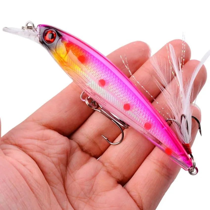 image-1PCS Laser Minnow Fishing Lure 11CM 13G pesca hooks fish wobbler tackle crankbait artificial japan hard bait swimbait