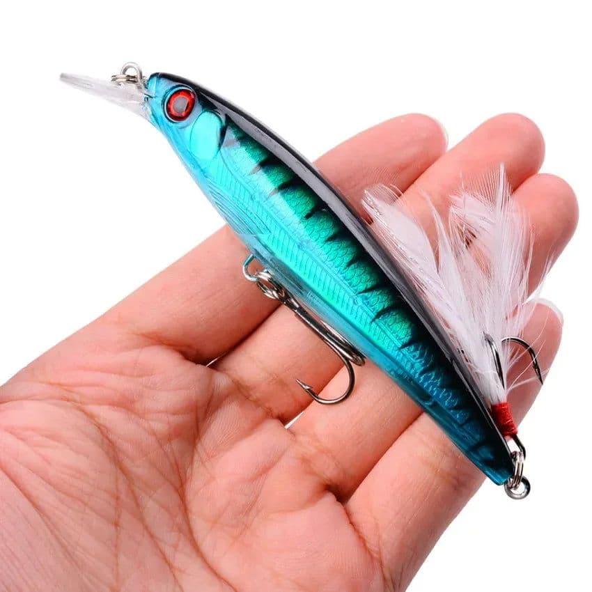 image-1PCS Laser Minnow Fishing Lure 11CM 13G pesca hooks fish wobbler tackle crankbait artificial japan hard bait swimbait