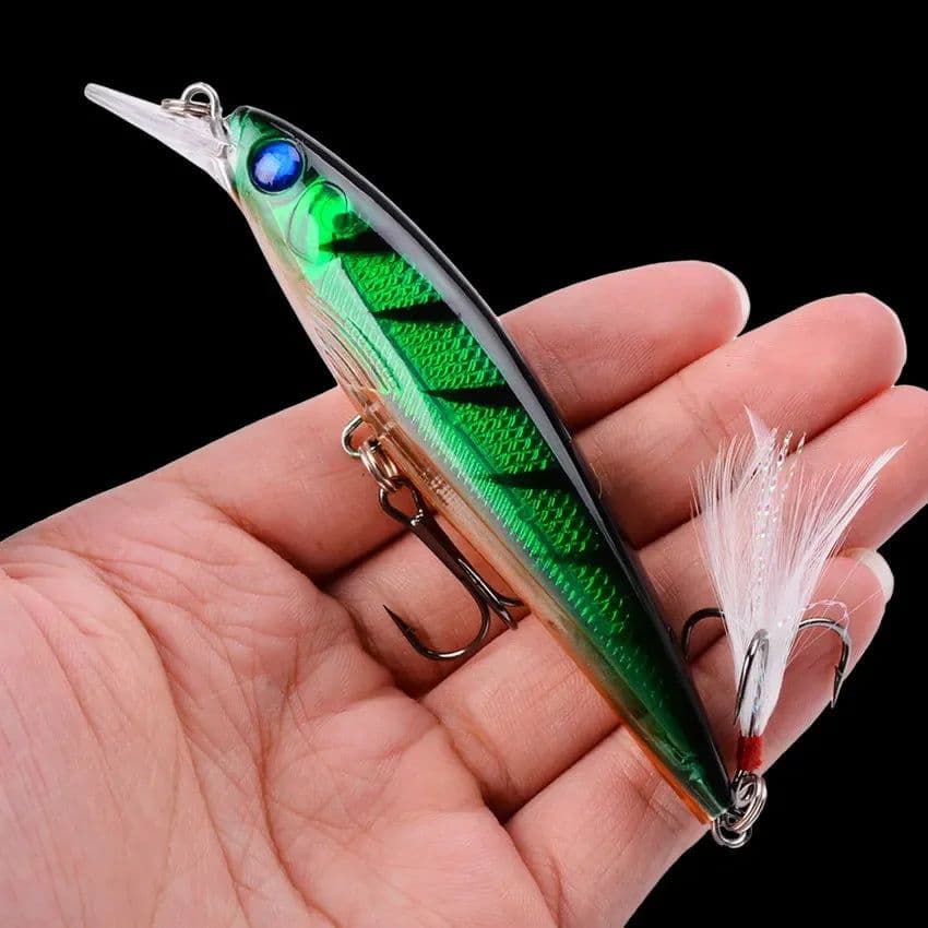 image-1PCS Laser Minnow Fishing Lure 11CM 13G pesca hooks fish wobbler tackle crankbait artificial japan hard bait swimbait