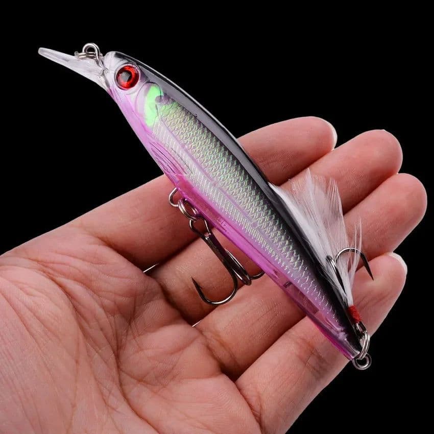 image-1PCS Laser Minnow Fishing Lure 11CM 13G pesca hooks fish wobbler tackle crankbait artificial japan hard bait swimbait